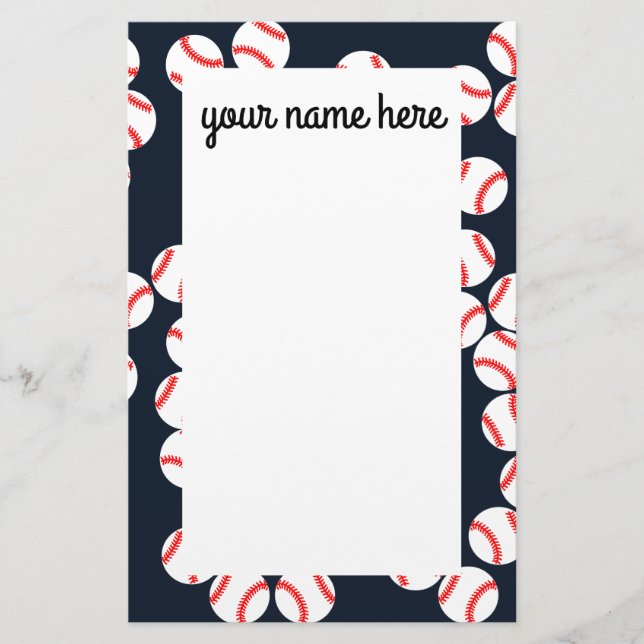 Personalised Baseball Stationery Paper (Front)