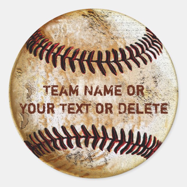 Personalised Baseball Stickers with YOUR TEXT (Front)