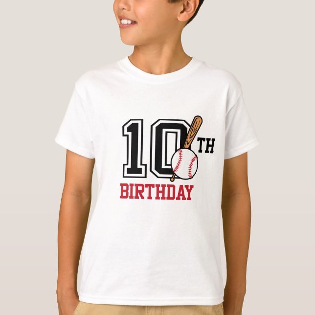 Personalised baseball t-shirt 10th birthday (Front)