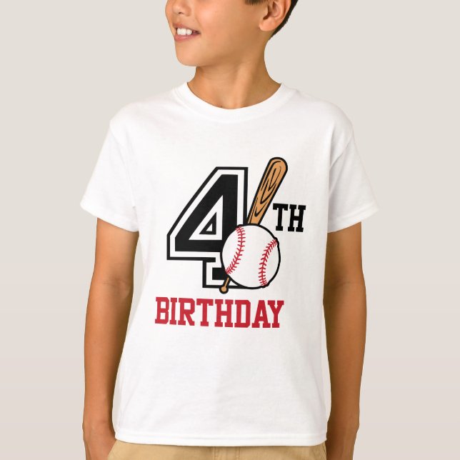 Personalised baseball t-shirt 4th birthday (Front)