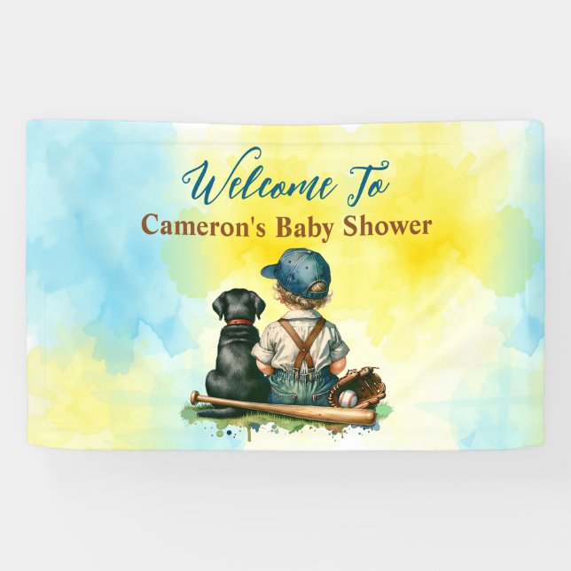 Personalised Baseball Themed Baby Shower Banner (Horizontal)