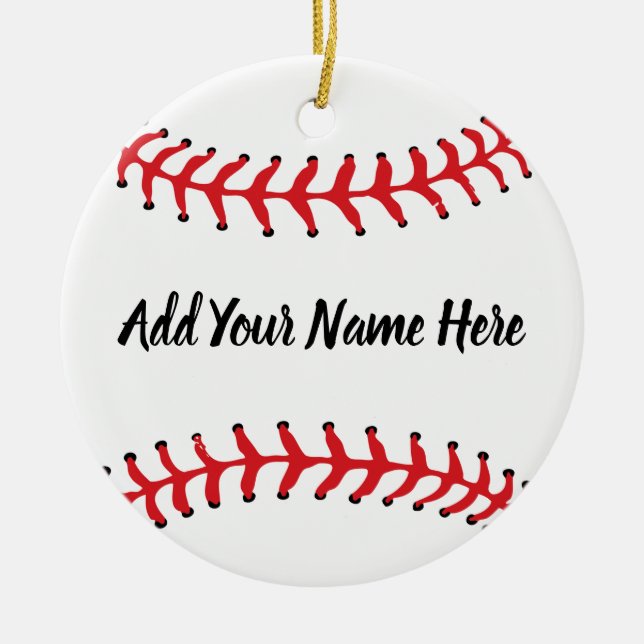 Personalised Baseball With Custom Name Ceramic Tree Decoration (Front)