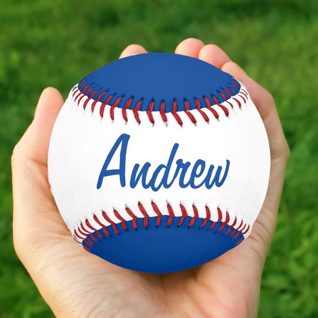 Personalised Baseball with Name Blue and White (Creator Uploaded)