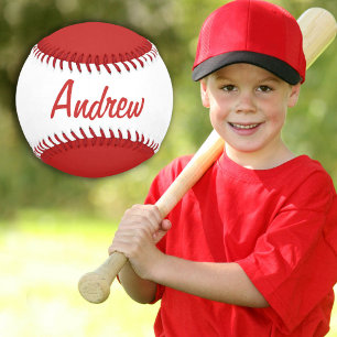 Personalised Baseball with Name Red and White