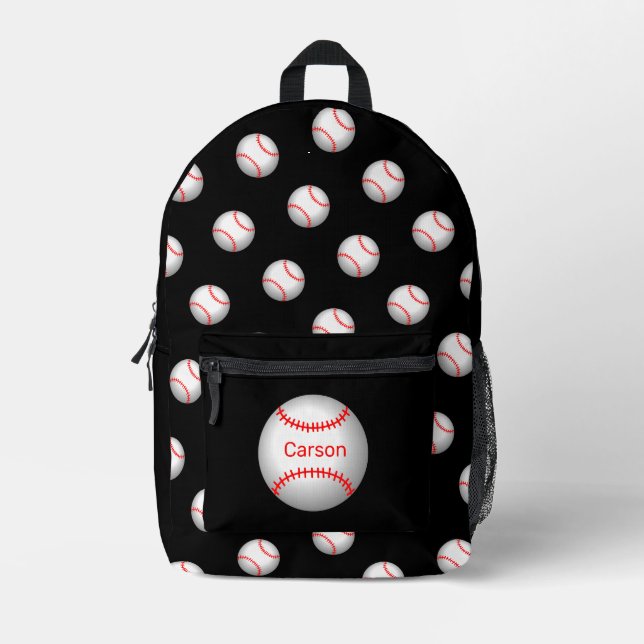 Personalised Baseball with Red Stitches  Printed Backpack (Front)