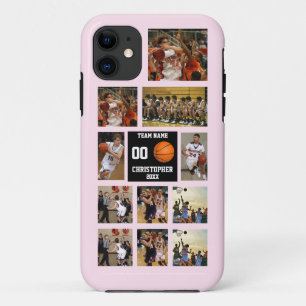 Personalised Basketball 11 Photo Collage Pink Case-Mate iPhone Case