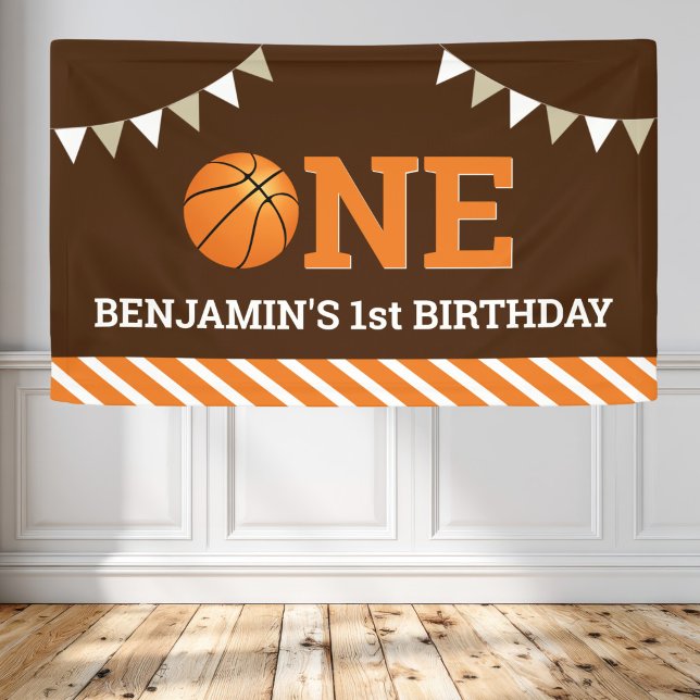 Personalised Basketball 1st Birthday Party Banner (Creator Uploaded)