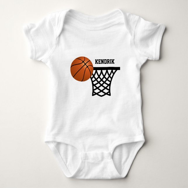 Personalised basketball baby bodysuit (Front)