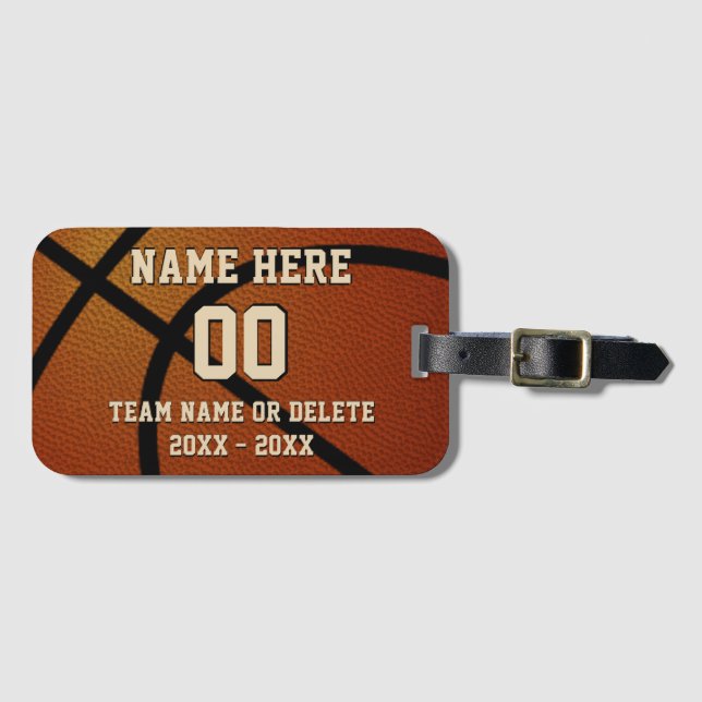 Personalised Basketball Bag Tags, Luggage Tags (Front Horizontal)