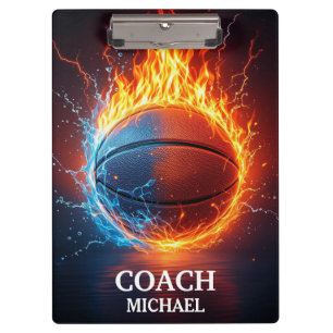 Personalised Basketball Ball on Fire and Water Clipboard