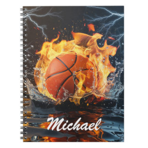  Personalised Basketball Ball on Fire and Water    Notebook