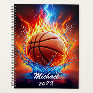  Personalised Basketball Ball on Fire and Water    Planner