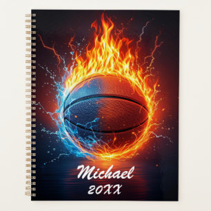  Personalised Basketball Ball on Fire and Water    Planner