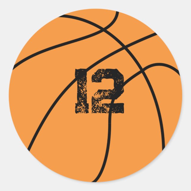Personalised Basketball Birthday Age Classic Round Sticker (Front)