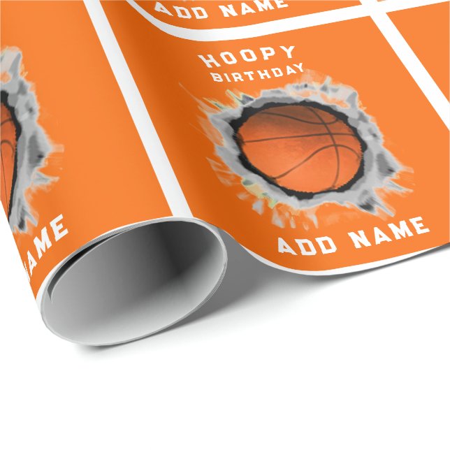 Personalised Basketball Birthday Gift Wrapping Paper (Roll Corner)