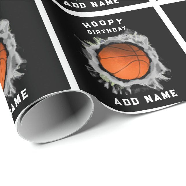 Personalised Basketball Birthday Wrapping Paper (Roll Corner)