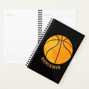Personalised Basketball Black Orange Kids Sports Planner