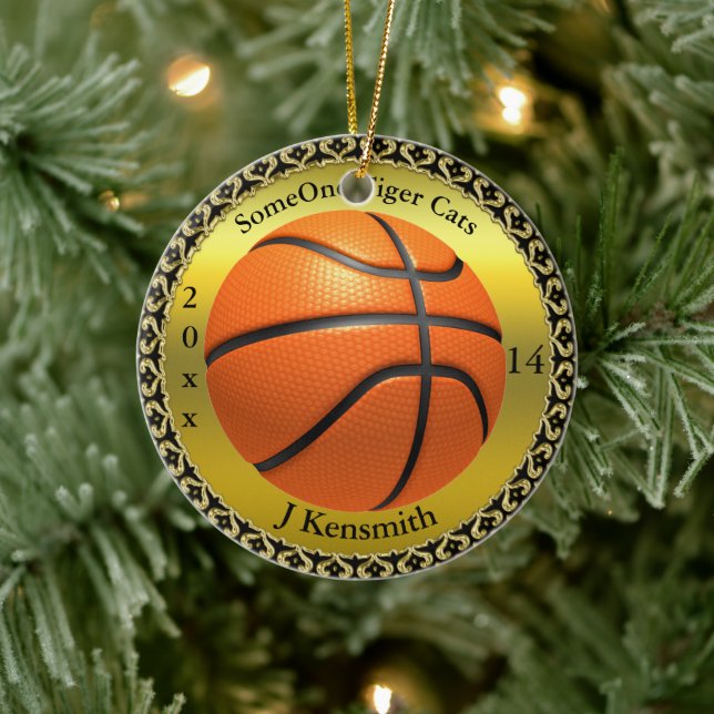 Personalised Basketball Champions League design Ceramic Tree Decoration (Tree)