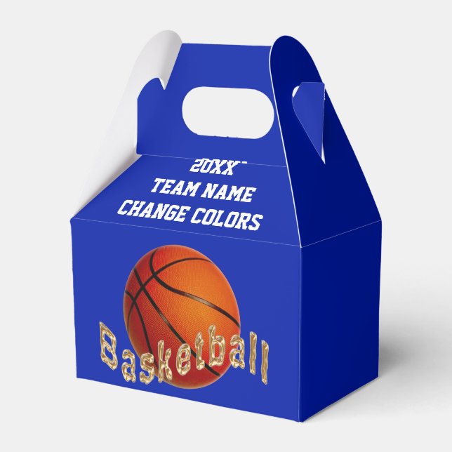 Personalised Basketball Favour Boxes, Blue, White Favour Box (Front Side)
