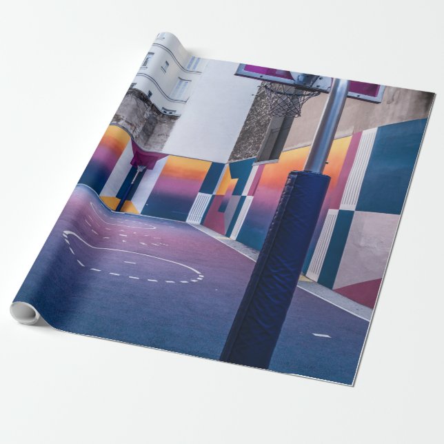 personalised basketball gifts wrapping paper (Unrolled)