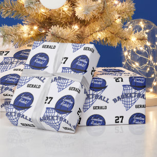 Personalised Basketball - in a Dark Blue Wrapping Paper