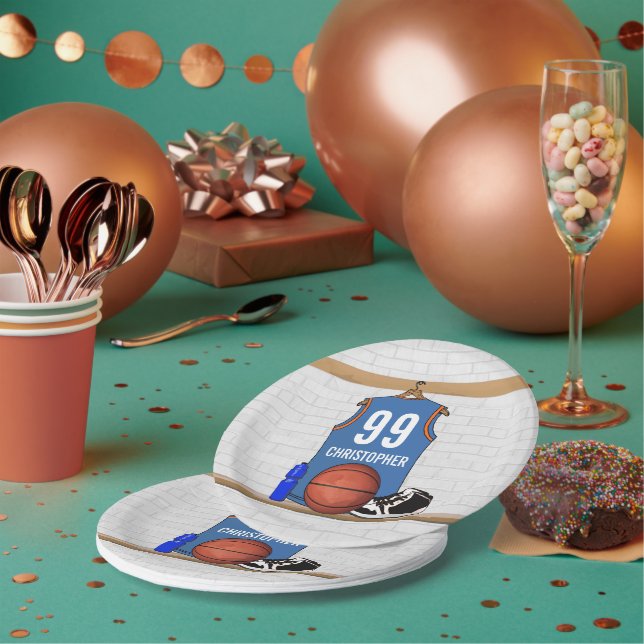Personalised Basketball Jersey (LB) Paper Plate (Multi)