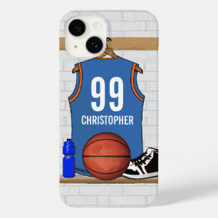 Personalised Basketball Jersey Light Blue   Orange Case-Mate iPhone 14 Case