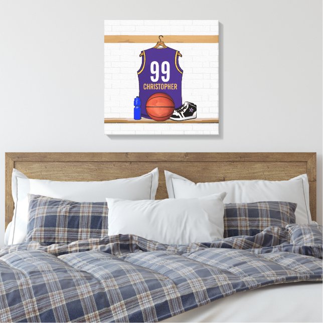 Personalised Basketball Jersey (PG) Canvas Print (Insitu(Bedroom))