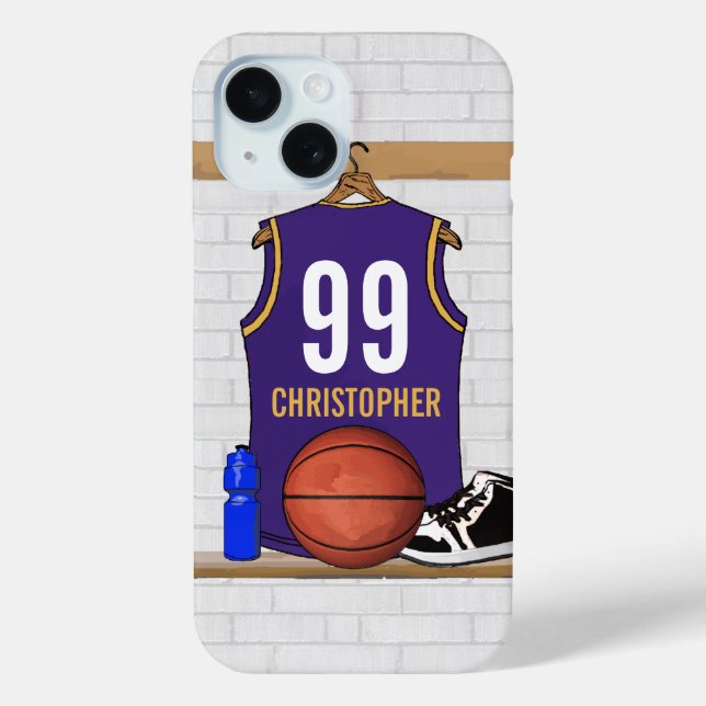 Personalised Basketball Jersey Purple | Gold Case-Mate iPhone Case (Back)