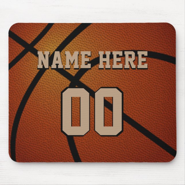 Personalised Basketball Mouse Pad, Name, Number Pad (Front)