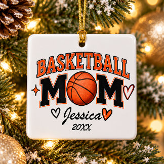 Personalised Basketball Mum Custom Name Christmas Ceramic Ornament