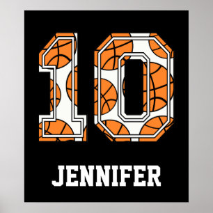 Personalised Basketball Number 10 Poster