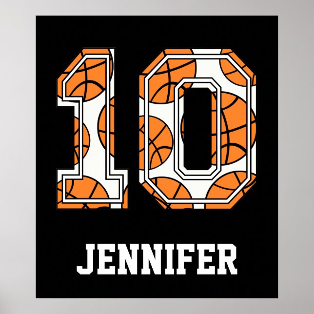 Personalised Basketball Number 10 Poster (Front)