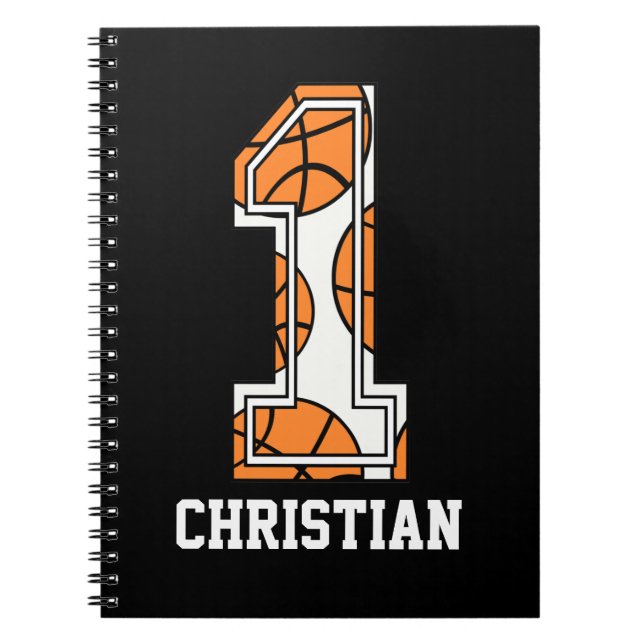 Personalised Basketball Number 1 Spiral Notebook (Front)