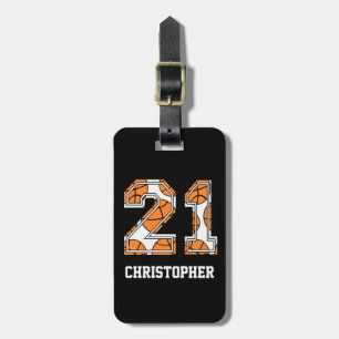 Personalised Basketball Number 21 Luggage Tag