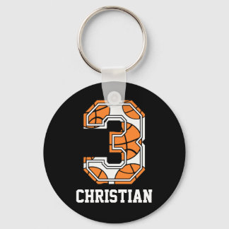Personalised Basketball Number 3 Key Ring