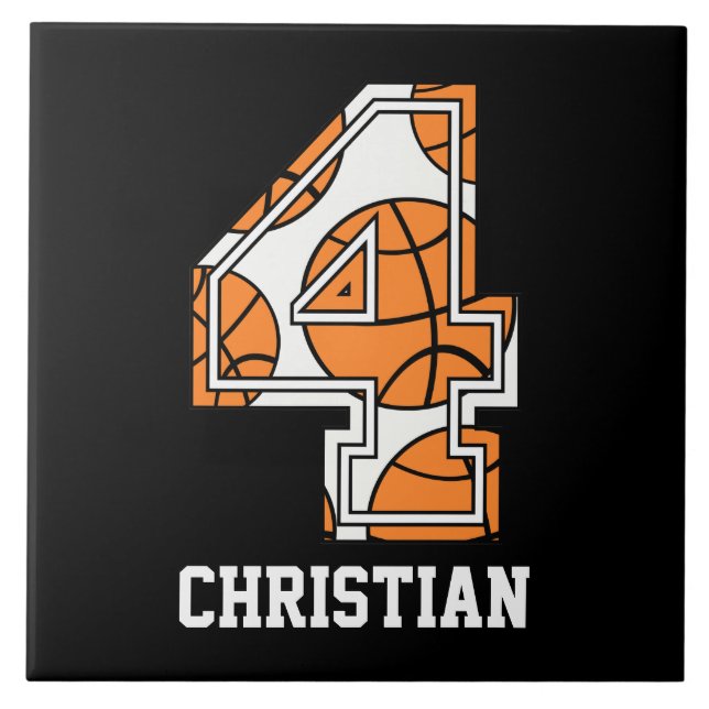 Personalised Basketball Number 4 Tile (Front)