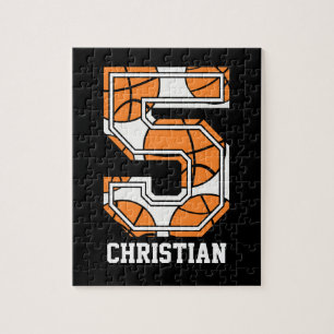 Personalised Basketball Number 5 Jigsaw Puzzle