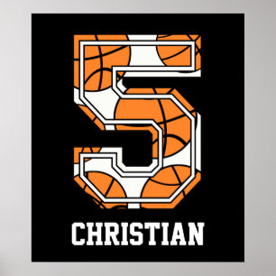 Personalised Basketball Number 5 Poster