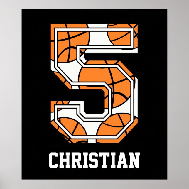 Personalised Basketball Number 5 Poster (Front)