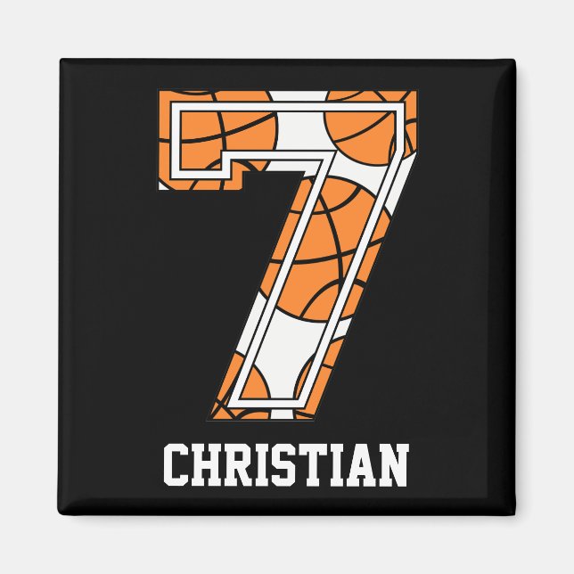 Personalised Basketball Number 7 Magnet (Front)