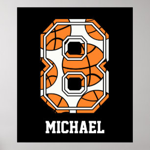 Personalised Basketball Number 8 Poster