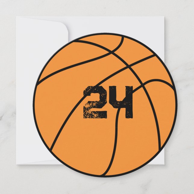 Personalised Basketball Number Flat Thank You Card (Front)