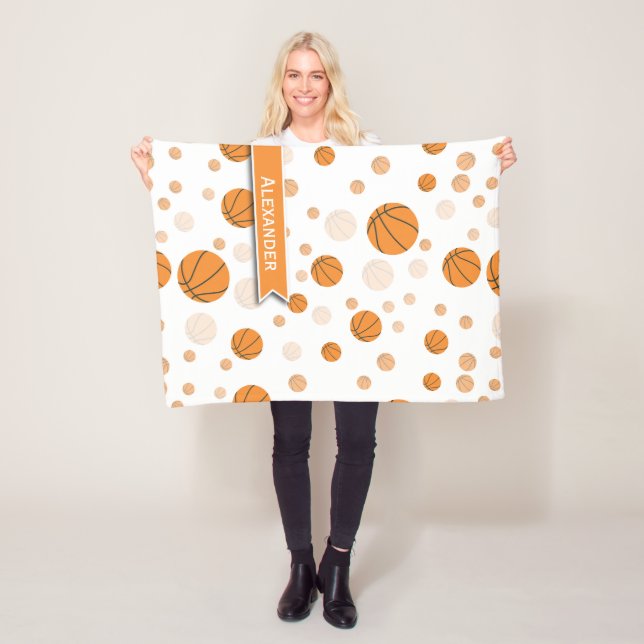 Personalised Basketball Pattern Fleece Blanket (In Situ)