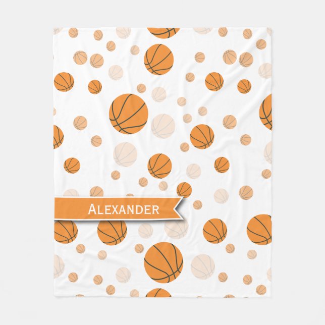 Personalised Basketball Pattern Fleece Blanket (Front)