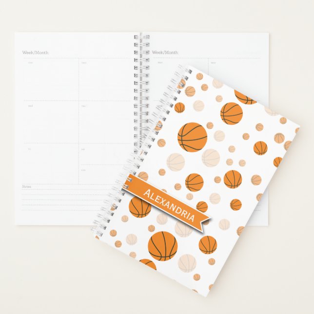 Personalised Basketball Pattern on White Planner (Display)
