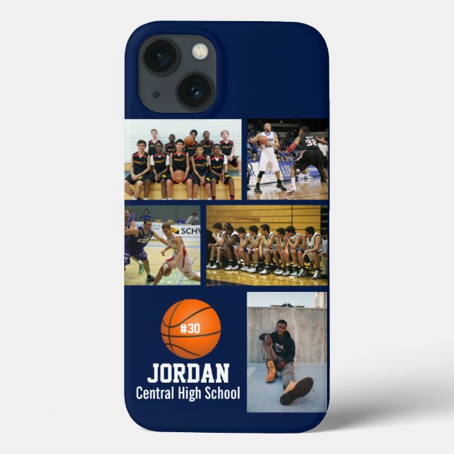 Personalised Basketball Photo Collage Name Team # Case-Mate iPhone Case (Back)