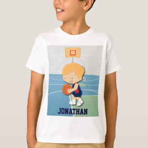 Personalised basketball player cartoon kids t-shir T-Shirt