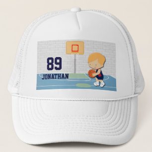 Personalised basketball player cartoon trucker hat