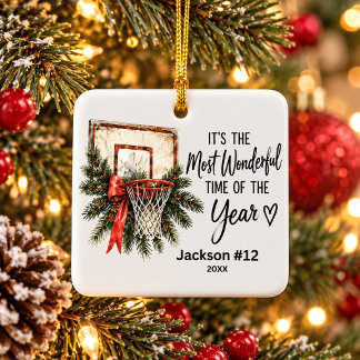 Personalised Basketball Player Christmas Name Ceramic Ornament